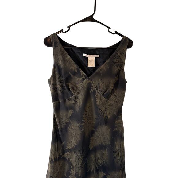 Vintage Y2K Max Studio Chiffon Leaves Botanical Printed Dress Womens 8 - Picture 3 of 5
